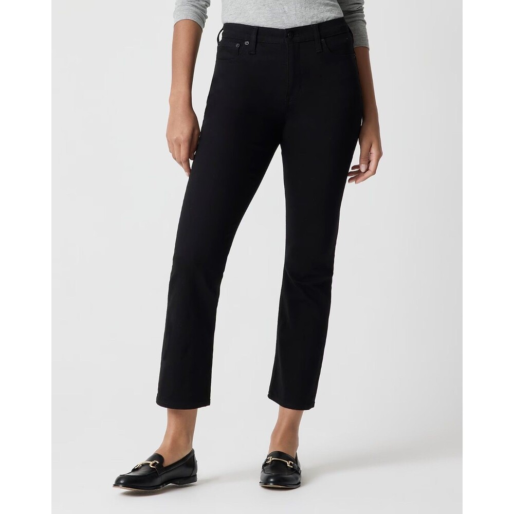 J.CREW Mid-Rise Flare Crop Jeans 31 Black Denim Jeans Zip Fly NWT B95